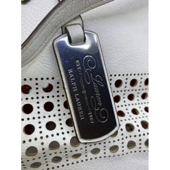 ralph lauren bag shoulder white leather tote - Picture 4 of 11